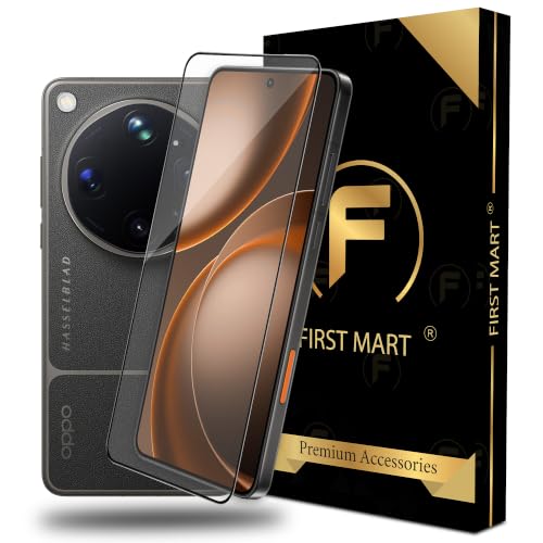 Image of FIRST MART Tempered Glass for Oppo Find X9 Ultra, 9H Full-Glue Screen Protector, 3D Edge-to-Edge, HD Clear, Oleophobic, Case-Friendly, Black, Pack of 1