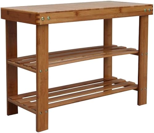 ZEELYDE Zapatero pequeño banco de zapatos taburete de bambú organizador de almacenamiento de zapatos de pie cubierta de tela no tejida estante de