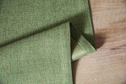 Image of ZeeMart Burlap Style Farmhouse Table Runner, 14x72 Inches Grass Green | Thick Durable Fabric, Mitered Corner Design, Rustic Woven Dining Table Runner, Machine Washable Everyday Table Scarf