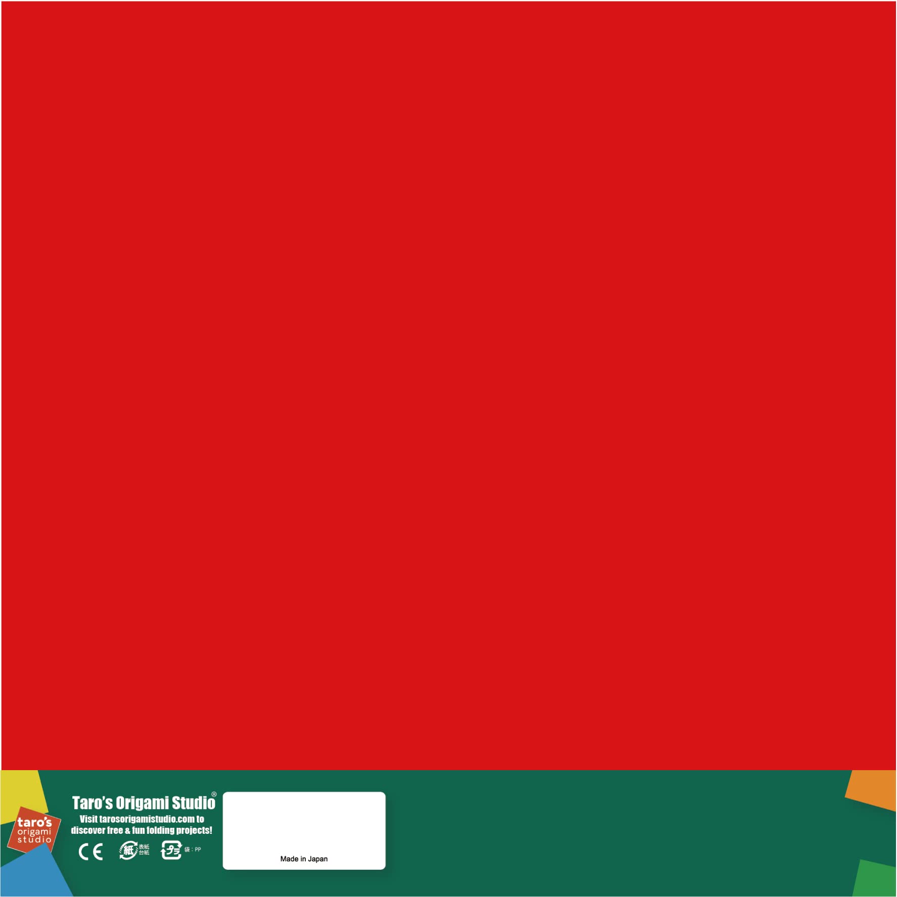 [Taro's Origami Studio] Jumbo de 35 cm, un solo color (rojo) 25 hojas (todo el mismo color), papel japonés cuadrado fácil de plegar (fabricado en Japón)