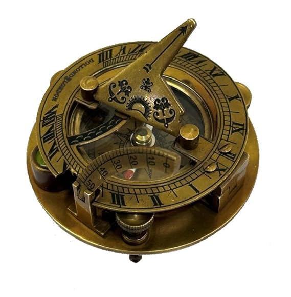 Brújula solar náutica de latón macizo estilo vintage de 3 pulgadas miniatura 1