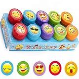 MHDAMAI Sellos para Niños,Juego de Sellos de Smiley 10 Piezas Sellos de Entintado Estampador Auto Entintado para Niños Relleno de Bolsa de Fiesta de cumpleaños Favor Fiesta