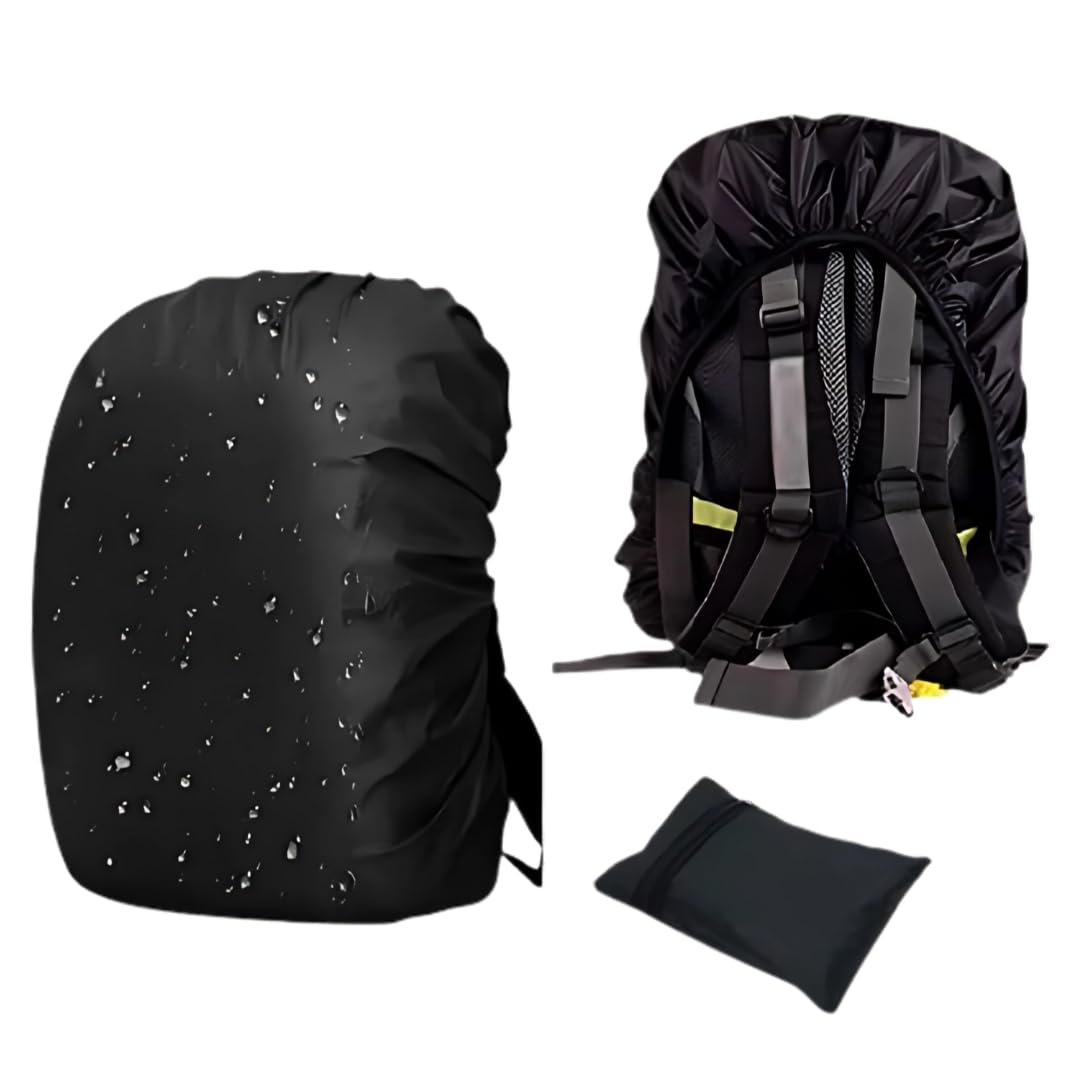 URBAN NEST Waterproof Backpack Rain Cover with Pouch, Adjustable Dustproof Cover for School, College, Trekking Bags (30L-40L, Black)-image-27