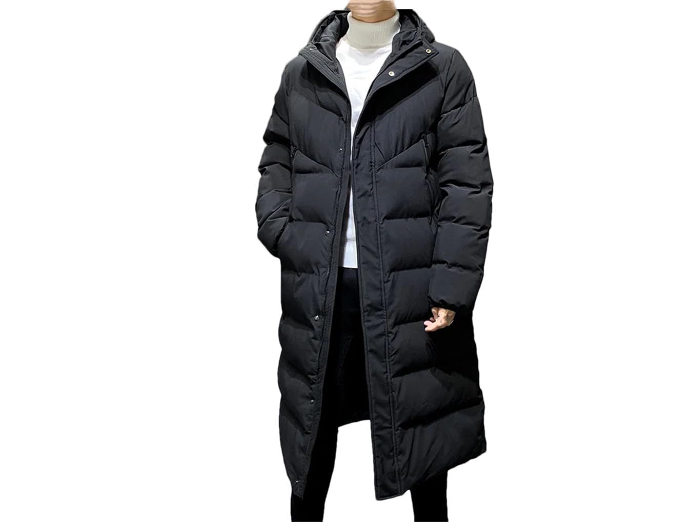 REHJJDFD Men Hooded Casual Long Thicken Outwear Parkas Jacket Men Long Down Hooded Coats Male Long Jacket