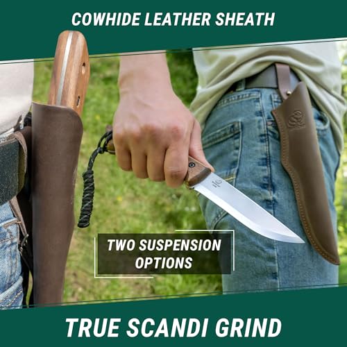 BeaverCraft-Bushcraft-Knife-Fixed-Blade-Knife-with-Leather-Sheath-Camping-Knife-Full-Tang-Knife-Carbon-Steel-Bushcraft-Knives-Bush-Knife-BSH1-Dune