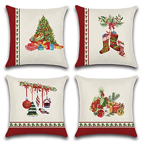 JOTOM Weihnachten Kissenbezug wasserdichte Kissenhülle 45x45cm 4er...