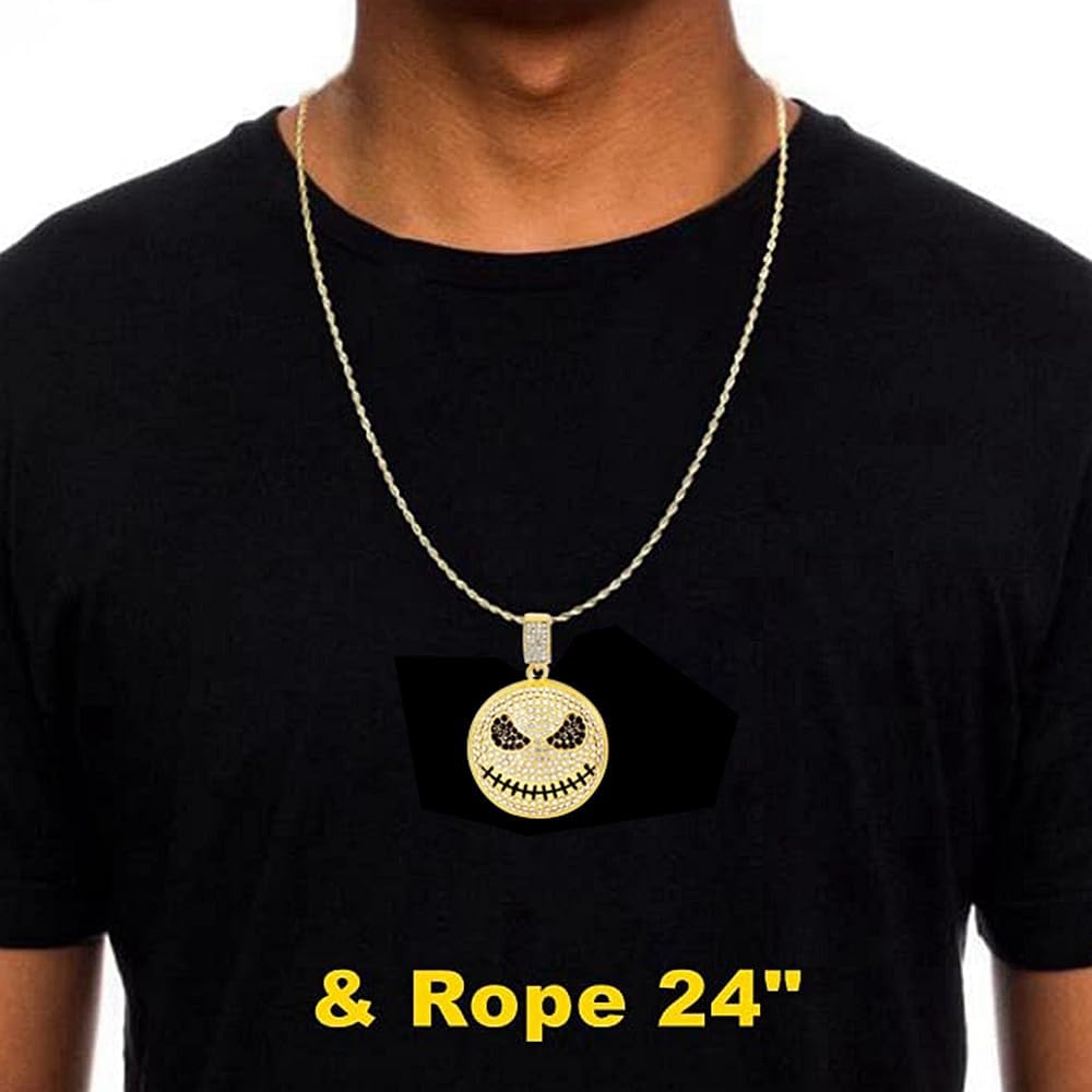 HH BLING EMPIRE 14k Gold Silver Plated Hip Ho Rapper Pendant Chain Necklace for Men, Iced Out Diamond King Pendant with Rope Tennis Chains 22 Inch - Image 6