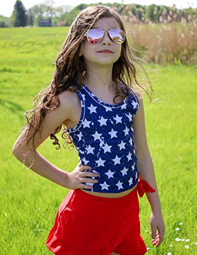 Girls Swimsuits 3 Piece Tankini Bathing Suit Set Cute Bikini Swimwear with Cover Ups Beach Skirt 5-16 Years