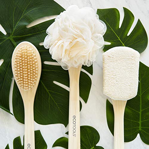 EcoTools Escova de banho Loofah com alça de bambu, esponja de esfregão corporal (pacote com 2)