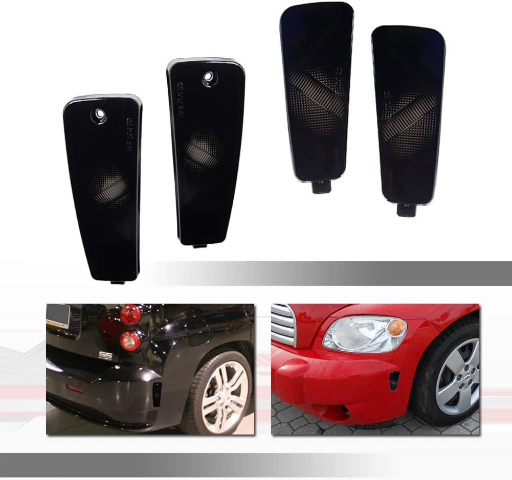for 2006 2007 2008 2009 2010 2011 Chevrolet HHR Smoked Lens Front & Rear Bumper Corner Side Marker Lights Housing Assembly Kit,4 pcs