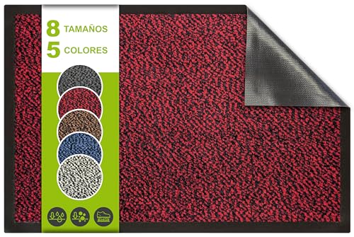 SQUATCH® | Alfombra de Entrada Interior | Felpudo Duradero y Antideslizante | Absorbe el Agua y Recoge la Suciedad | Fácil de Limpiar | Colección Mars (Rojo, 40x60cm)