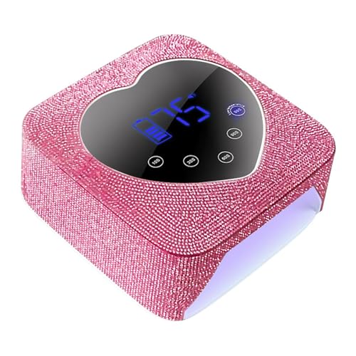 FRUJCDKI UV Light for Nails,Cordless UV Nail Lamp for Gel Nails 72W,Rechargeable Diamond LED Nail Dryer with Timer Setting,Touch Control & Auto Sensor,Fast Nail Light Curing Lamp for Salon (Pink)