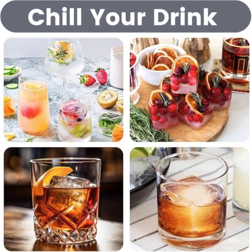 Image of Ice Cube Molds with Lid,Big Silicone Ice Cube Tray for Whiskey,2Inch Square Ice Cube Tray,Easy-Release Ice Mold,Giant Ice Cubes for Bourbon Cocktail (2, Full Black)