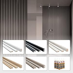 HEXIM 2 m lamellen MDF hout – lamellenwand kamerverdeler top design houten lamellen wandbekleding – (16 stuks – Black…