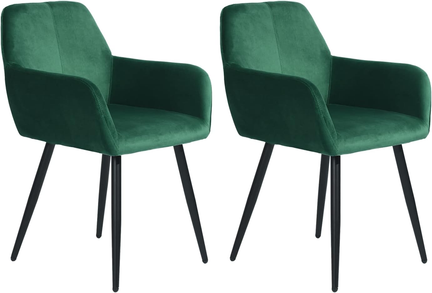 Juego De 2 Sillas De Comedor Retro De Terciopelo Gris/Negro – Patas De Metal, Tapizadas Y Elegantes Para Salón