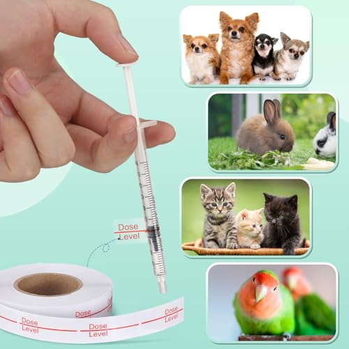 Image of Glenmal 3 Roll Syringe Line Stickers 1.5 inch x 0.5 inch Dosage Marking Clear Label Bright Red Dose Level Pharmacy Labels for Veterinary Medical Pharmacy Medication Healthcare Medicine, 500 Pcs Per Roll