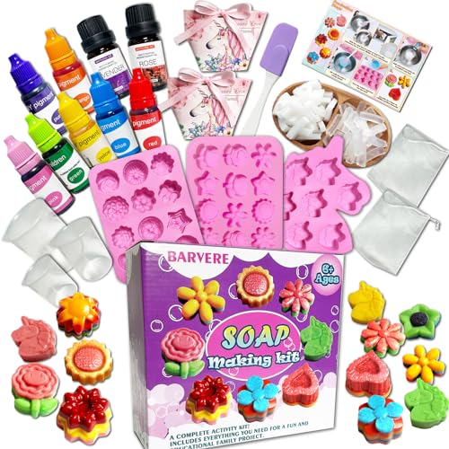 BARVERE Fabrica de Jabones, Juego Hacer Jabones, Kit para Hacer Jabones Artesanales, Kit para Hacer de Jabón, Kit de Fabrica de Jabones Creativo DIY para Adultos, Jabones para Regalar