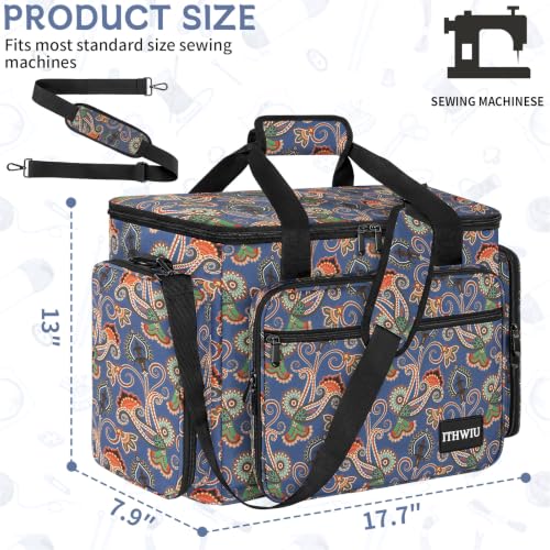 Image of Sewing Machine Carrying Case with Multiple Storage Pockets Large Capacity, Universal Tote Storage Bag Compatible with Most Standard Singer, Brother, Janome, Bohemian