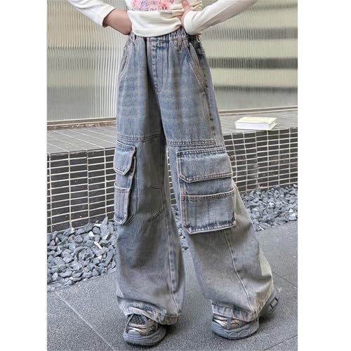 Baggy Jeans for Girls Wide Leg Cargo Cute High Elastic Waisted Denim Pants Y2K Boyfriend Skater Streetwear2