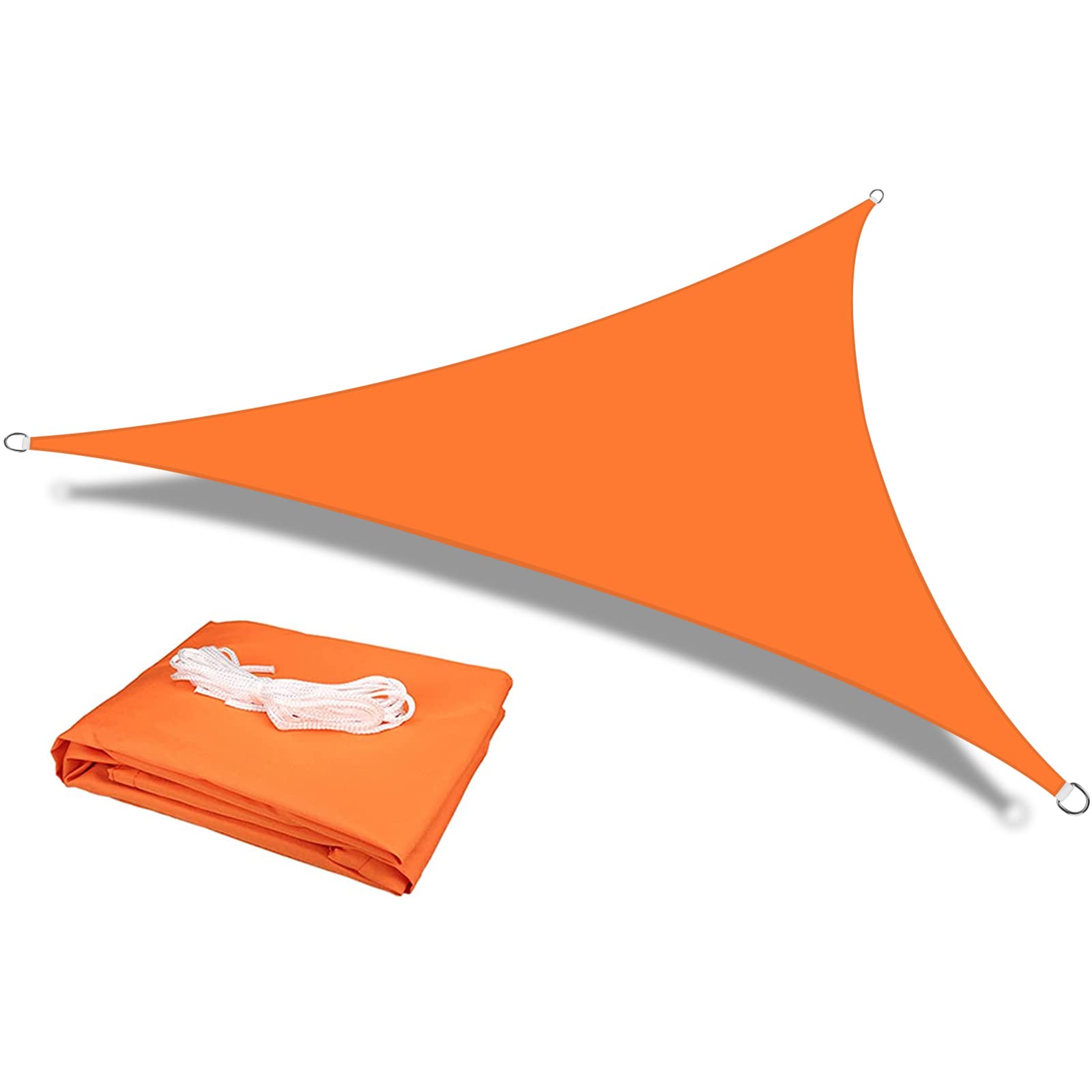 HEYOMART Triangular sun sail, waterproof sun protection including mounting ropes, PES polyester with UV protection for garden, patio, camping