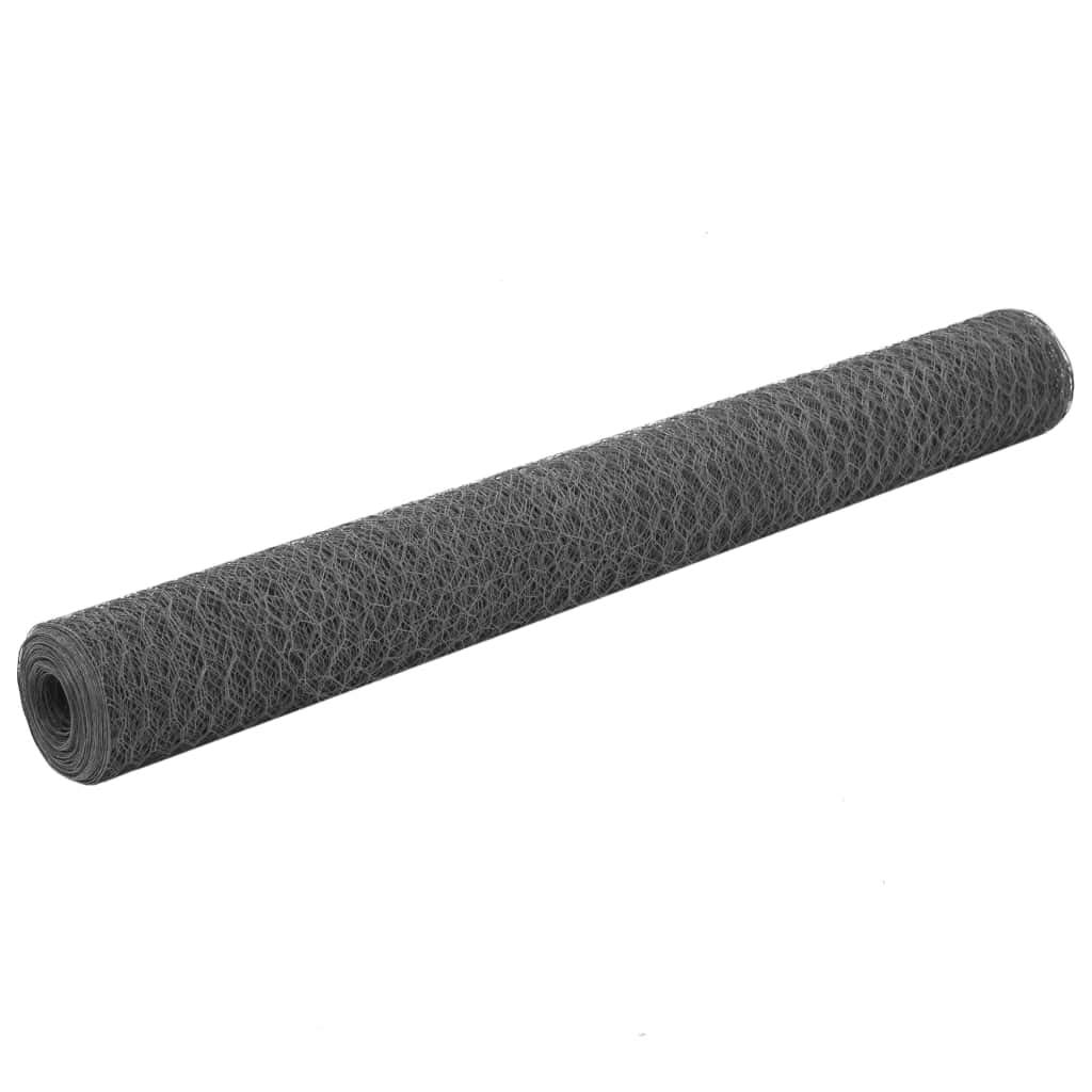 mewmewcat Grillage a Poule, Cloture Jardin, Grillage pour Jardin, Hexagonal, Acier Gris 25x1,2 m Maille 13 mm