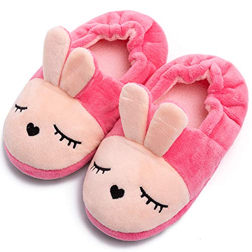 Toddler Boys Girls Cute Slippers Unicorn Fluffy Fuzzy Winter Warm Slippers Cartoon Animal Plush Indoor House Slip-On Shoes (Pink Rabbit, Numeric_6) #TOP2