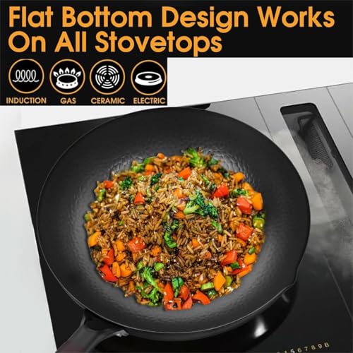 Wok de acero al carbono con tapa de madera 13 pulgadas miniatura 4