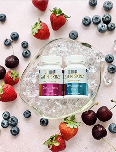 SATIN SKINZ GLUTATHIONE PLUS AND ASTAXNTHIN PLUS. ANTI AGING, ANTIOXIDANT. HYPERPIGMENTATION TREATMENT SATIN SKINZ GLUTATHIONE PLUS AND ASTAXNTHIN PLUS. ANTI AGING, ANTIOXIDANT. HYPERPIGMENTATION TREATMENT