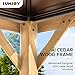 Sunjoy Hardtop Gazebo 11' X 11'-Chapman Cedar Framed Wood Gazebo with Brown Double Steel Hardtop Roof Permanent Canopy for Garden, Backyard Shade