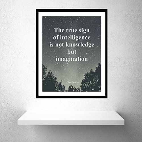 Walplus 29 x 92 cm muursticker lijst"True Sign of Intelligence" afneembare muurschildering kunst aftrekplaatjes vinyl Home Decoration DIY Living slaapkamer decor behang kinderkamer cadeau, zwart/wit