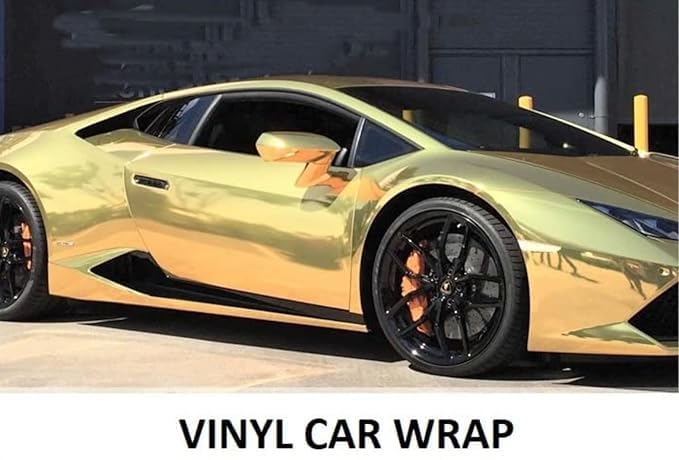 Image of WALLMATE Carbon & Matellic Wrap Sheet Roll Film Sticker Decal Waterproof Car Styling Wrap Auto Vehicle Accessories (12X56 inch Gold Glossy Metallic)