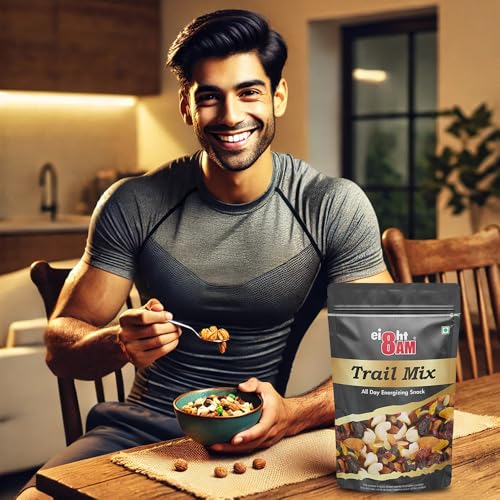 Image of 8:00 AM Trail Mix Dry Fruits & Nuts,200G(Pack of 2)|Made With Nutritious Ingredient Cranberries,Roasted Cashew,Almonds,Raisin,Pumpkin Seeds|Healthy And Tasty Snack,Rich In Zinc,Potassium,Iron