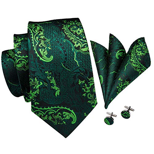 Image of Dubulle Mens Tie Set Solid Paisley Silk Striped Necktie for Men with Cufflinks Tie and Pocket Square