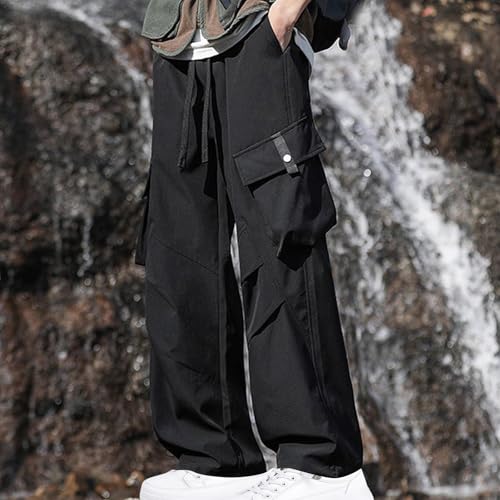 Men's Casual Cargo Pants Workout Joggers Stretch Sweatpants Hiking Drawstring Parachute Pants with Multi Pockets2