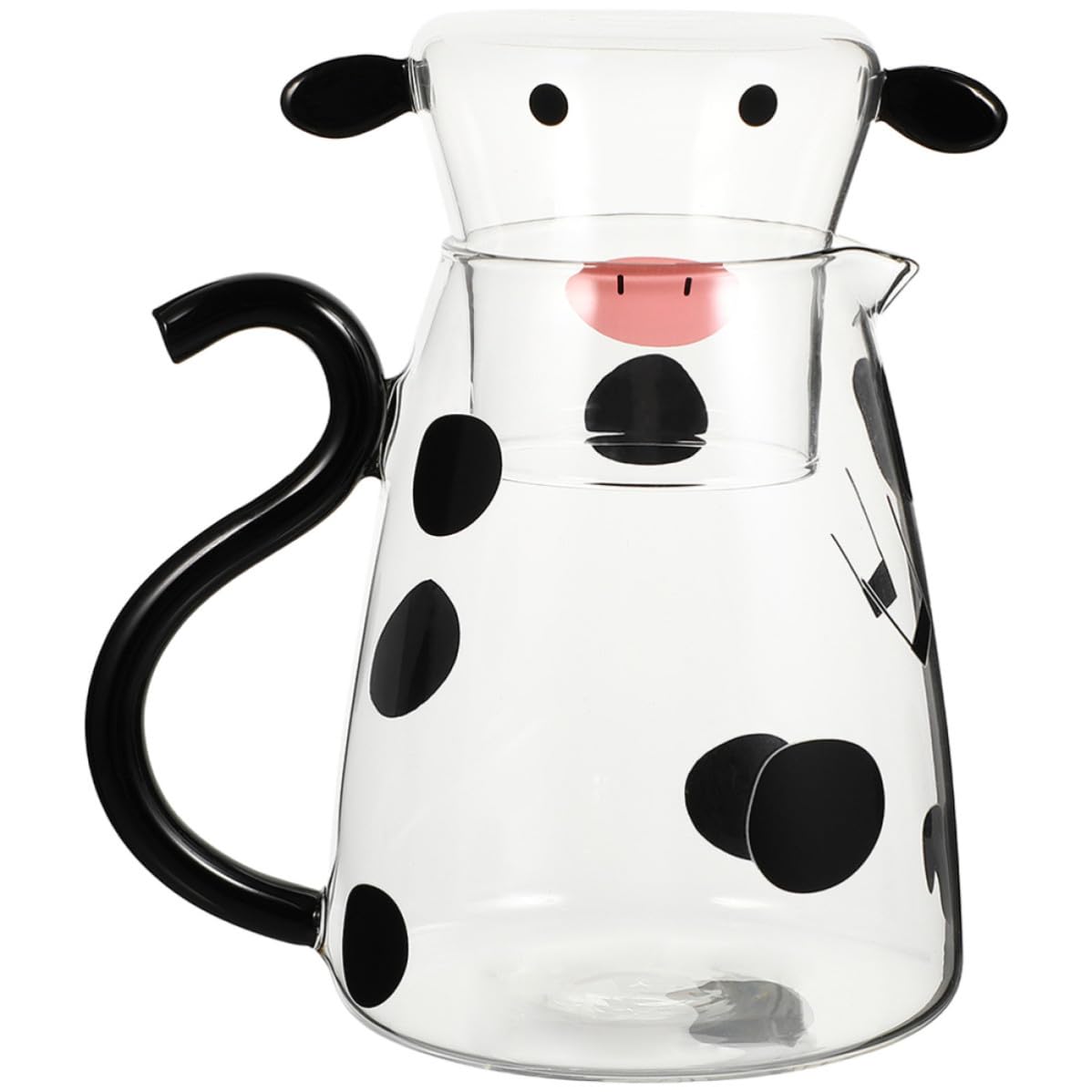 Karaffe Set aus Glas 1800 ml Große Kapazität Niedliche Kuh Form mit Trinkbecher für große Partys und Zuhause