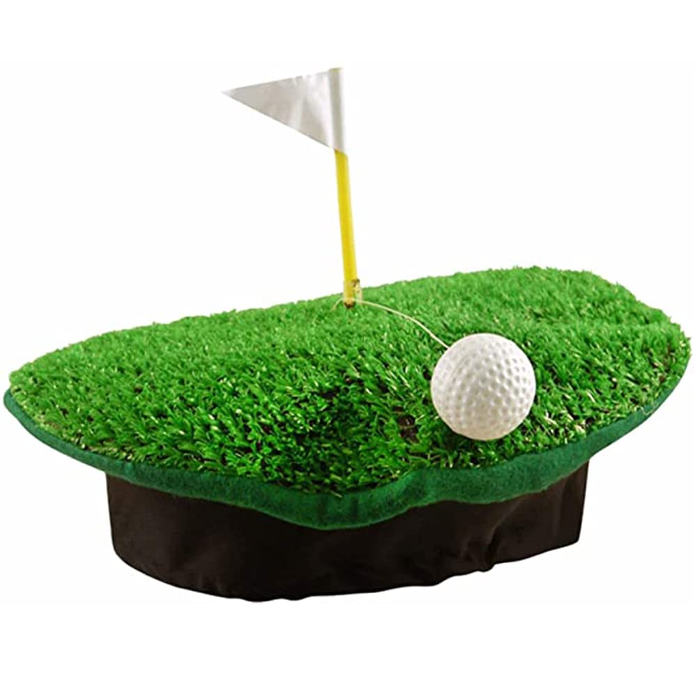 Excelling UKCrazy Golf Hat with Green Artificial Grass White Flag & Ball Stag Night Cap Sport Party Novelty Fancy Dress Accessory Adult Unisex One Size