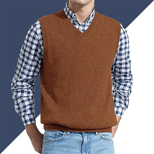Mens Sleeveless Sweater Vest Male Autumn Winter Cotton Knitted Sweater Solid Color Vest Man V Neck Slim Sweaters2