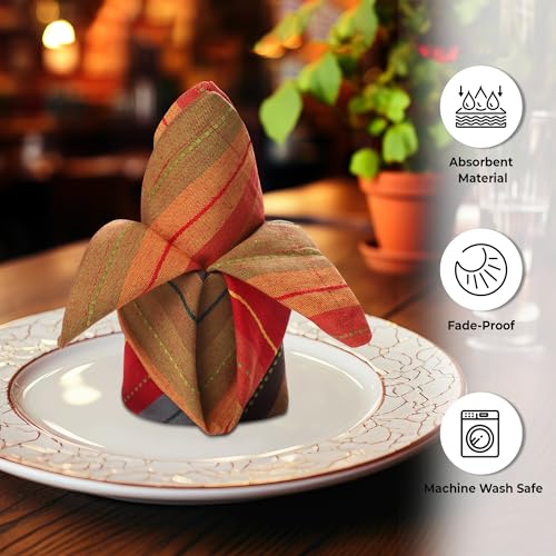 Urban-Villa-DinnerNapkins-Cuisine-Stripes-Cloth-Napkins-Set-of-12-Red-Multi-Color-Dinner-Napkins-20×20-Inches-100-Cotton-Dinner-Napkins-Over-Sized-Cloth-Napkins-with-Mitered-Corners-DinnerNapkins Urban Villa DinnerNapkins Cuisine Stripes Cloth Napkins Set of 12 Red Multi Color Dinner Napkins 20×20 Inches 100 Cotton Dinner Napkins Over Sized Cloth Napkins with Mitered Corners DinnerNapkins
