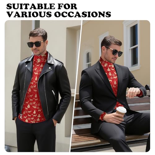 Image of Men's Turtleneck Casual Basic High Neck Long Sleeve T Shirts Half Neck Lightweight Pullover Sweater
