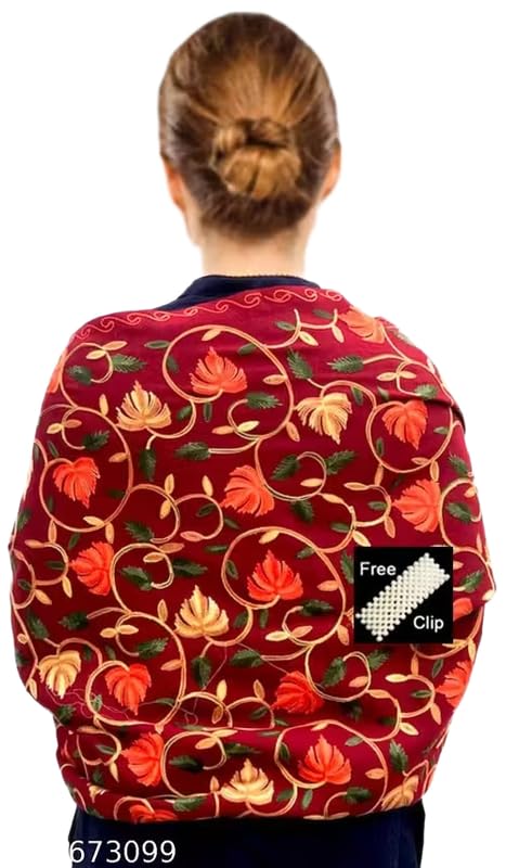 Amrit Trading Company Kashmiri Embroidery Shawl for Women and Men, Floral Border Design, Woolen Stole, Women Stole (Pack of 01) ATC_Shawls_32-picture-36
