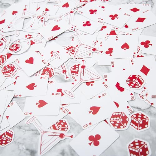 Image of 220pcs Lucky In Love Bachelorette Confetti,Vegas Bachelorette Party Decorations,Las Vegas Shower Confetti,Casino Party Decorations,Poker Party Decorations,Dice Decor