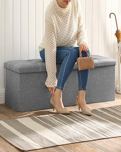 Image of SONGMICS Ottoman Storage Bench, 35 Gal. Folding Chest, Holds 660 lb