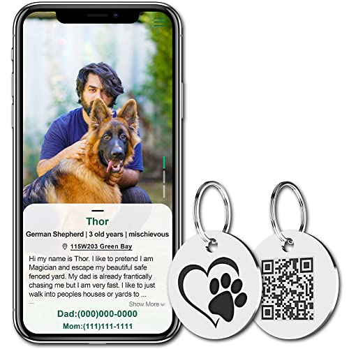 MYLUCKYTAG Stainless Steel QR Code Pet ID Tags Dog Tags - Pet Online Profile - Scan QR Receive Instant Pet Location… - Image 6