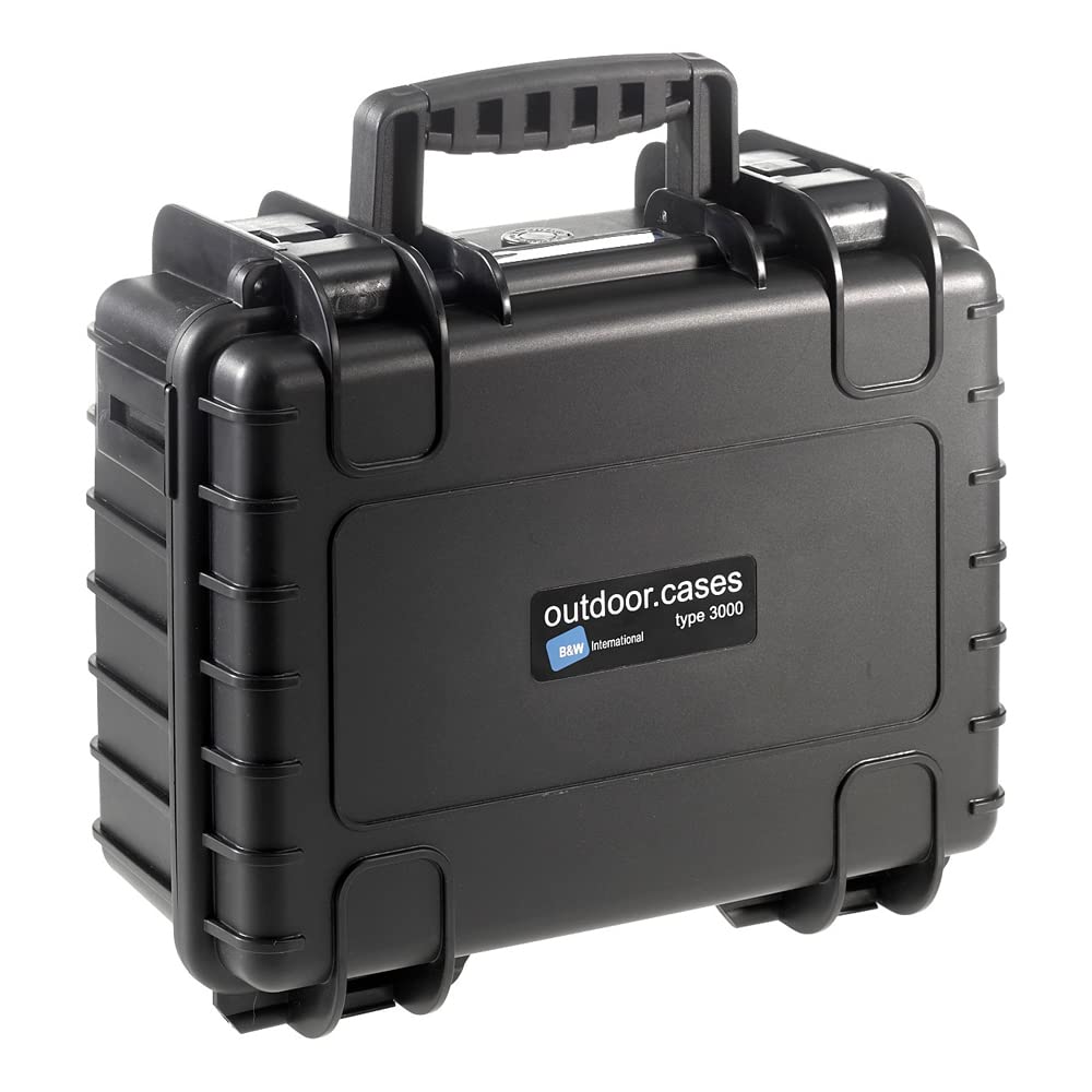 B&W Transportkoffer Outdoor - Typ 3000 - Schwarz mit Würfelschaum - Wasserdicht nach IP67 Zertifizierung, Staubdicht, Bruchsicher und Unverwüstlich