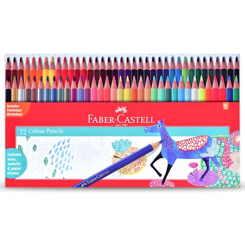 Image of Faber-Castell Triangular Colour Pencil Set - Pack of 72 | Super Soft, Smooth & Child-Safe Colour Pencils | Classic Triangular Grip | Perfect for School and Art Projects