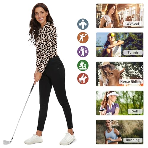 Image of Soneven Womens Golf Polo Shirts 3 /4 Long Sleeve V Neck Button Down Shirts Business Causal Work Blouses Tops