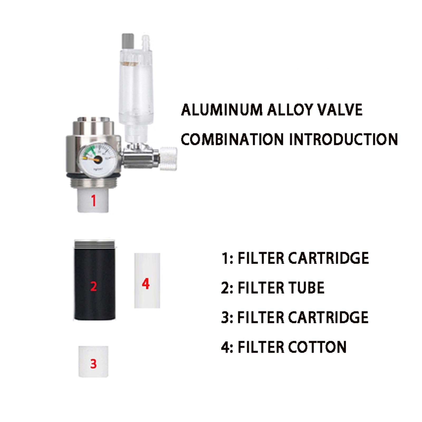 Kit de Sistema generador de CO2 DIY for Acuario, Sistema generador de Cilindro de CO2 de Acero Inoxidable, Kit de Reactor de dióxido de Carbono for Plantas y Peces(1L)