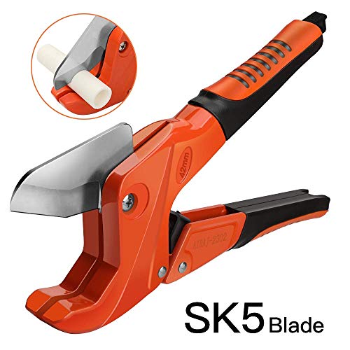 Image of AIRAJ PVC Cutter, Ratcheting Hose Cutter One-hand Fast Pipe Cutting Tool with Ratchet Drive for Cutting 1-1 /4 inch OD. PEX Plastic Tube,and PPR Pipe Suitable for Plumbers,Home Owner