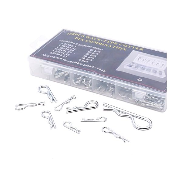 glarks Trainingsunterlagen für Heavy Duty Zink versilbert Haar Pin Kurbelkeil Anhängerkupplung Pin Sortiment Kit – Bild 6