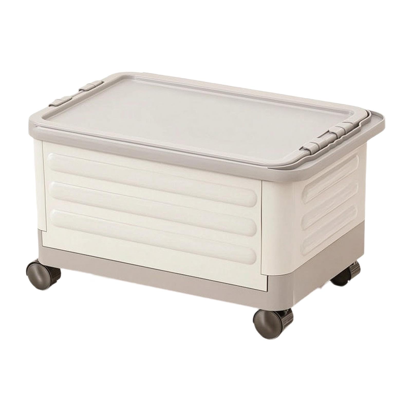 Carrello Pieghevole Portatile Cassetta con Ruote Manico Telescopico Organizzazione Spesa Libri Cancelleria Materiale PP Adatto per Viaggio Scuola Casa, Grigio Bianco